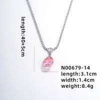 Wholesale IG Style Glam Simple Style Water Droplets Copper Plating Inlay Rhodium Plated Zircon Pendant Necklace sku image 4