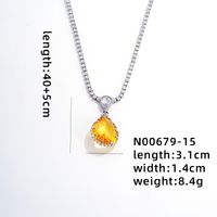 Wholesale IG Style Glam Simple Style Water Droplets Copper Plating Inlay Rhodium Plated Zircon Pendant Necklace sku image 5