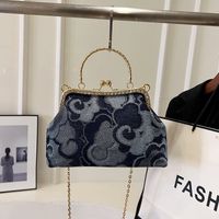 Women's Denim Flower Classic Style Sewing Thread Shell Clasp Frame Handbag main image 3