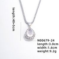 Wholesale IG Style Glam Simple Style Water Droplets Copper Plating Inlay Rhodium Plated Zircon Pendant Necklace sku image 6