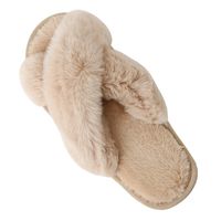 Women's Vintage Style Solid Color Open Toe Plush Slippers sku image 17