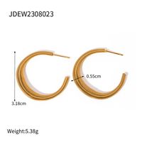 1 Pair IG Style Simple Style Moon Solid Color 304 Stainless Steel 18K Gold Plated Ear Studs main image 2