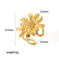 Stainless Steel 18K Gold Plated Casual Vacation Classic Style Chrysanthemum Daisy Polishing Plating Rings Necklace main image 5