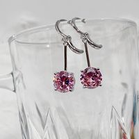 1 Pair Simple Style Geometric Inlay Copper Alloy Artificial Crystal Zircon White Gold Plated Drop Earrings sku image 5