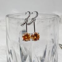 1 Pair Simple Style Geometric Inlay Copper Alloy Artificial Crystal Zircon White Gold Plated Drop Earrings sku image 7