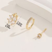 Elegant Korean Style Four Leaf Clover Copper Inlay Zircon Gold Plated Ear Studs main image 2