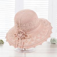 Women's Sweet Simple Style Flower Bow Knot Flowers Wide Eaves Cloche Hat main image 3