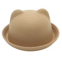 Kid's Adults Cute Simple Style Bear Solid Color Crimping Fedora Hat main image 2