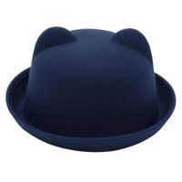 Kid's Adults Cute Simple Style Bear Solid Color Crimping Fedora Hat main image 6