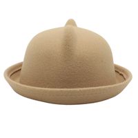 Kid's Adults Cute Simple Style Bear Solid Color Crimping Fedora Hat main image 5