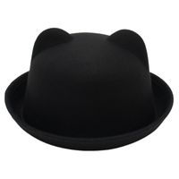 Kid's Adults Cute Simple Style Bear Solid Color Crimping Fedora Hat main image 3