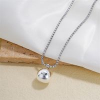 Copper IG Style Simple Style Plating Round Ball Zircon Pendant Necklace main image 7