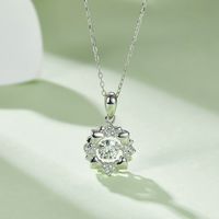 Elegant Classical Snowflake Sterling Silver Gra Plating Inlay Moissanite Rhodium Plated Pendant Necklace main image 1