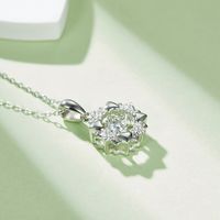 Elegant Classical Snowflake Sterling Silver Gra Plating Inlay Moissanite Rhodium Plated Pendant Necklace main image 6
