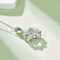 Elegant Classical Snowflake Sterling Silver Gra Plating Inlay Moissanite Rhodium Plated Pendant Necklace main image 5