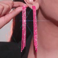 Shiny Tassel Rhinestone Women's Drop Earrings 1 Pair sku image 9