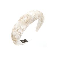 Women's Elegant Luxurious Irregular Cloth Sponge Beaded Inlay Beads Hair Band sku image 4