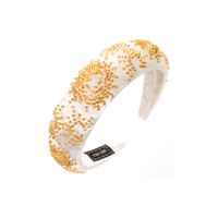 Women's Elegant Luxurious Irregular Cloth Sponge Beaded Inlay Beads Hair Band sku image 6