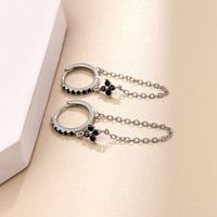 1 Pair Simple Style Round Solid Color Plating Inlay Sterling Silver Zircon Silver Plated Hoop Earrings main image 1