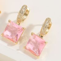 1 Pair Elegant Korean Style Flower Plating Inlay Copper Zircon 14k Gold Plated White Gold Plated Drop Earrings main image 5