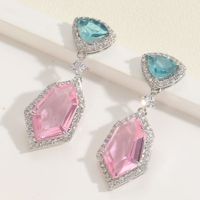 1 Pair Elegant Korean Style Flower Plating Inlay Copper Zircon 14k Gold Plated White Gold Plated Drop Earrings sku image 6