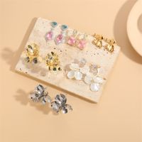 1 Pair Elegant Korean Style Flower Plating Inlay Copper Zircon 14k Gold Plated White Gold Plated Drop Earrings main image 4