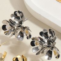 1 Pair Elegant Korean Style Flower Plating Inlay Copper Zircon 14k Gold Plated White Gold Plated Drop Earrings sku image 3