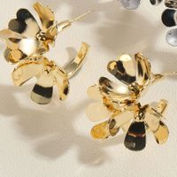 1 Pair Elegant Korean Style Flower Plating Inlay Copper Zircon 14k Gold Plated White Gold Plated Drop Earrings main image 9