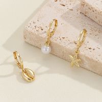 3 Pieces Elegant Streetwear Starfish Shell Alloy Gold Plated Drop Earrings main image 6