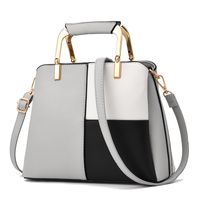 Women's Pu Leather Color Block Vintage Style Square Zipper Handbag main image 5
