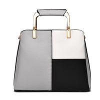 Women's Pu Leather Color Block Vintage Style Square Zipper Handbag main image 4