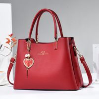 Women's Pu Leather Solid Color Vintage Style Bucket Zipper Bucket Bag sku image 3