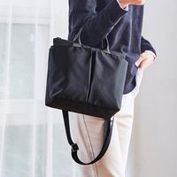 Frau Nylon Einfarbig Vintage-stil Quadrat Reißverschluss Handtasche main image 2