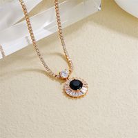 Copper IG Style Elegant Plating Inlay Round Zircon Pendant Necklace main image 3