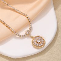 Copper IG Style Elegant Plating Inlay Round Zircon Pendant Necklace main image 5