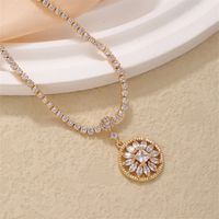Copper IG Style Elegant Plating Inlay Round Zircon Pendant Necklace main image 6