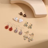 1 Pair Elegant Classic Style Heart Shape Flower Bow Knot Enamel Plating Inlay Alloy Rhinestones Drop Earrings main image 8