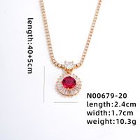 Copper IG Style Elegant Plating Inlay Round Zircon Pendant Necklace sku image 1