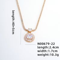 Copper IG Style Elegant Plating Inlay Round Zircon Pendant Necklace sku image 2