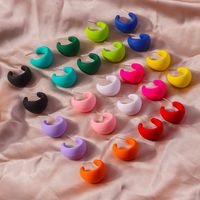 1 Paire Style Simple Couleur Unie Plastique Boucles D'oreilles main image 11