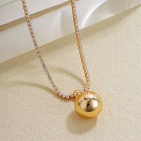 Copper IG Style Simple Style Plating Round Ball Zircon Pendant Necklace main image 3