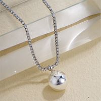 Copper IG Style Simple Style Plating Round Ball Zircon Pendant Necklace main image 5