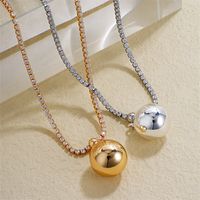 Copper IG Style Simple Style Plating Round Ball Zircon Pendant Necklace main image 1