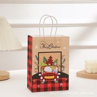 Christmas Retro Christmas Tree Santa Claus Kraft Paper Daily Gift Bags 1 Piece sku image 2