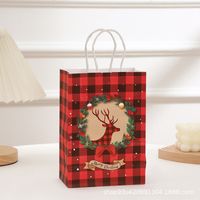 Christmas Retro Christmas Tree Santa Claus Kraft Paper Daily Gift Bags 1 Piece sku image 1