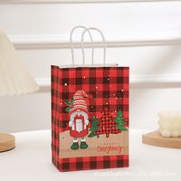 Navidad Retro Árbol De Navidad Papá Noel Papel Kraft A Diario Bolsas De Regalo 1 Pieza sku image 3