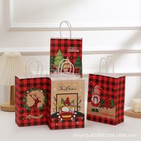 Navidad Retro Árbol De Navidad Papá Noel Papel Kraft A Diario Bolsas De Regalo 1 Pieza sku image 15