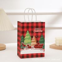 Christmas Retro Christmas Tree Santa Claus Kraft Paper Daily Gift Bags 1 Piece sku image 14