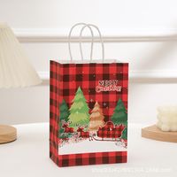 Navidad Retro Árbol De Navidad Papá Noel Papel Kraft A Diario Bolsas De Regalo 1 Pieza sku image 14