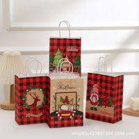 Christmas Retro Christmas Tree Santa Claus Kraft Paper Daily Gift Bags 1 Piece sku image 5